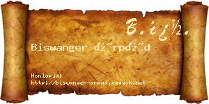 Biswanger Árpád névjegykártya